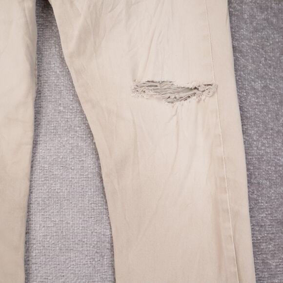 Levi's 513 Slim Straight Denim Stretch Jeans Distressed Cream Size 33x32 - Picture 7 of 16